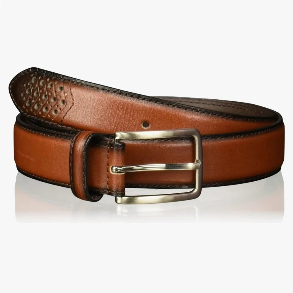 Stacy Adams Brown Belt 44 Perforated Burnished Wingtip‎ Detail